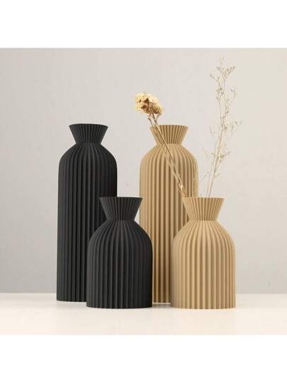 Plastic ative Vase, Vase Set, Boho Vintage Flower Elegante Farmho Zwart Home Centerpiece, Bookshelf, Office, Living Room, Bedroom Birthday Graduation Room Glass