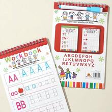 Set de 5 cuadernos reutilizables para practicar caligrafía (cuaderno + bolígrafo borrable), con series numéricas/series de letras para practicar caligrafía, desarrolla el cerebro, mejora el enfoque de aprendizaje, tema en inglés/español, mejora el pensamiento lógico y la coordinación mano-cerebro, libreta de recompensa de aprendizaje, regalo pequeño, regalo de vacaciones - Multicolor - Ver 2
