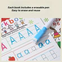 Set de 5 cuadernos reutilizables para practicar caligrafía (cuaderno + bolígrafo borrable), con series numéricas/series de letras para practicar caligrafía, desarrolla el cerebro, mejora el enfoque de aprendizaje, tema en inglés/español, mejora el pensamiento lógico y la coordinación mano-cerebro, libreta de recompensa de aprendizaje, regalo pequeño, regalo de vacaciones - Multicolor - Ver 4