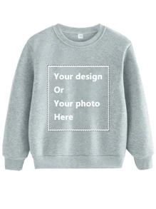 Custom Crew Neck Sweatshirt For Toddler Girls And Boys, Starting From 1 Piece, Your Design, Color: Gray - Grey - View 1