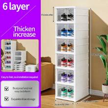 9 Stackable Folding Shoe Boxes With Doors - Dust-Proof Plastic Sneaker Storage Boxes, Space-Saving Storage For Entryway, Bedroom, Home And Dorm - White - View 12
