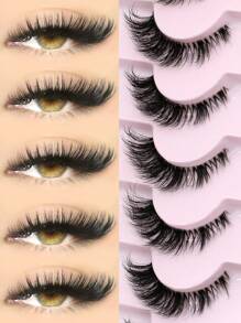 GROINNEYA 7对新款猫眼假睫毛，自然纤长透明睫毛梗，外扩式睫毛尾端，拉长眼型，仿貂毛材质，适用于化妆（XF05）条状假睫毛，睫毛，假睫毛，假睫毛 - 眼尾拉長款 - 查看 1