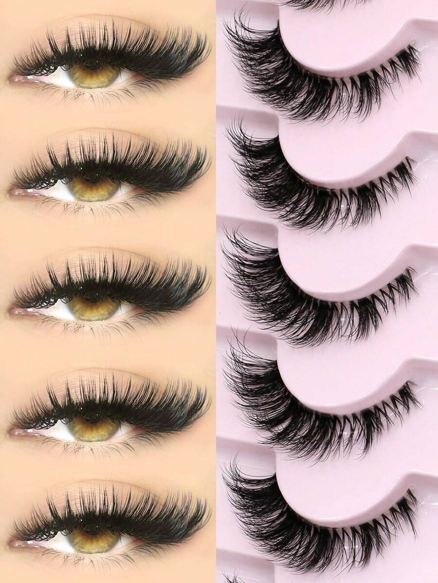 GROINNEYA 7对新款猫眼假睫毛，自然纤长透明睫毛梗，外扩式睫毛尾端，拉长眼型，仿貂毛材质，适用于化妆（XF05）条状假睫毛，睫毛，假睫毛，假睫毛 - 眼尾拉長款 - 查看 1