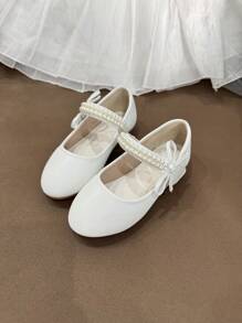 Girls' Shoes With Butterfly Crystal Button & Pearl, Elegant & Cute Flat Shoes, Non-Slip & Soft, Suitable For Girls Everyday Matching And Formal Dress