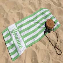 1pc Customizable Name Beach Towel, Striped Beach Blanket, Super Absorbent Quick Dry Microfiber Swimming Towel, Sand-Free Beach Accessory For Travel - Multicolor - View 7