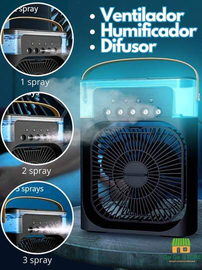 3 en 1 Ventilador, Humificador y Difusor, Ventilador Con Humificador, Portatil con 5 Difusores Luces LED, Ventilador Para Verano, Ideal Para la Oficina, Habitacion, Sala de Estar, Aire Acondicionado, Ventiladores con Humificador FS-1121