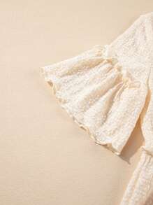 Fiyote Camicetta beige a maniche corte con ruches e texture monocolore - Beige - Visualizzare 7