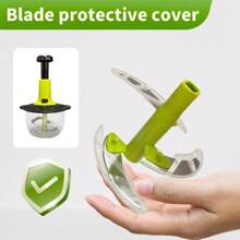 1 Pc Manual Hand Crank Vegetable Chopper With Blade Guard, 50.72 Oz Capacity, Stainless Steel, For Chopping Vegetables, Mincing Garlic, Cutting Meat, Easy To Clean, Suitable For Home Kitchen