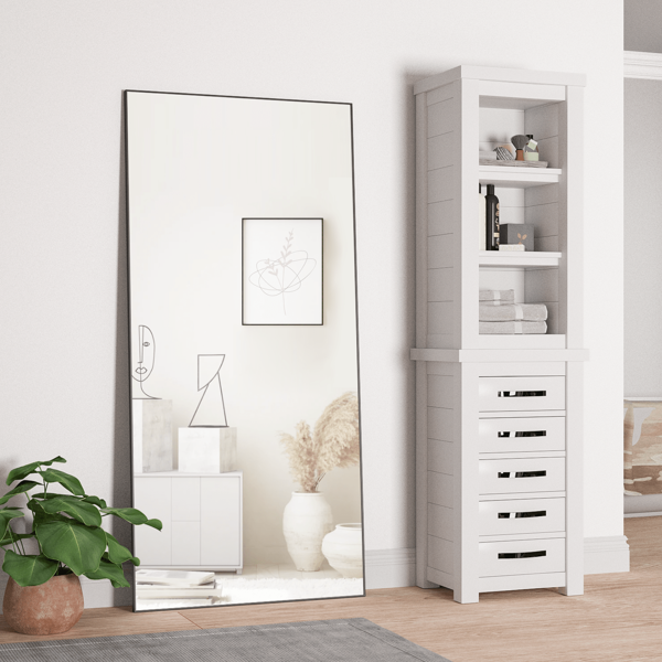 Spiegel 165x60cm in voller Länge, Standspiegel Standspiegel, Großer Schwarzer Spiegel, Rechteckspiegel, hängend stehend oder gelehnt, Schlafzimmer Spiegel Wandspiegel