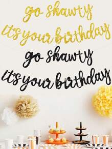 Happy Birthday Decorations, Go Shawty It's Your Birthday Banner, Hip-Hop Themed Flashing Happy Birthday Pull Flag, Suitable For Men And Women Birthday Party Supplies, Holiday Party Decoration Banners, Wedding Decorations, Spring Outdoor Decorations