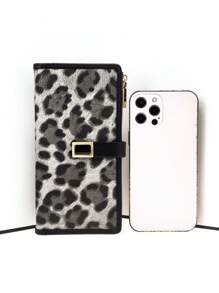 MINGYOU Women's PU Leather Leopard Print Patchwork Contrast Color Fashion Snap Closure Large Capacity Multi-Card Slots Functional Card Holder Coin Purse. Suitable As Holiday Gift. Wallet Purse Wallet Long Wallet - Black - View 4