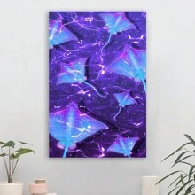 Purple Manta Rays Canvas Painting, Creative Design, Art Home Decoration, Printing, Painting, Poster, Personality, Suitable For Home Office, Living Room, Bar, Bedroom Decoration, Is Ideal For Birthday And Holiday Gifts, Girls Bedroom, Christmas Wall Art Valentine's Day Gift,Framed Poster - 裱框 - 查看 4