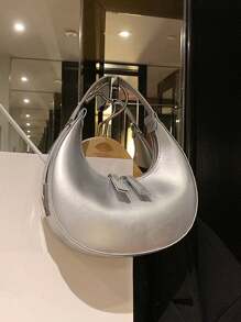 Women's Underarm Crocodile Embossed Baguette Bag, Unique Design, & Versatile - Silver - View 4