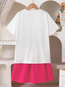 Bộ áo thun cổ tròn tay ngắn in họa tiết 2 món và chân váy xếp ly cho bé gái tuổi mới lớn, Xuân/Hè - Nhiều màu - Xem 2