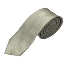 Premium Solid Plain Striped Slim Twill Tie - Champagne - View 2