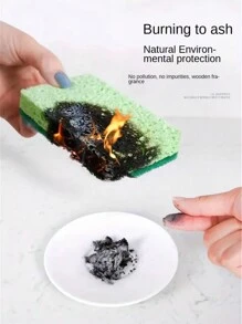 Wood Pulp Cotton Sponge Scrubber, Durable Degreasing Dishwashing Sponge Brush, Cleaning Scrub - Sponge Wipe - View 3