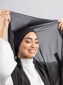 1 buc Set Hijab Musulman Casual pentru Femei, Eșarfă Subțire din Șifon cu Închizătoare Magnetică, Potrivit pentru Toate Sezoanele