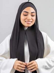 1 buc Set Hijab Musulman Casual pentru Femei, Eșarfă Subțire din Șifon cu Închizătoare Magnetică, Potrivit pentru Toate Sezoanele