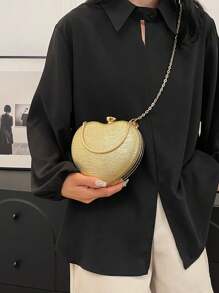 时尚闪亮水钻手提包，独特设计手拿包，女士派对晚宴包，优雅心形小钱包，适合情人节 - 彩色 - 查看 3