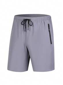 1pc Men's New Quick-Dry Ice Silk Outdoor Sports Shorts, Casual Summer Shorts - Grey - View 2
