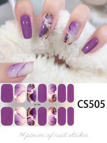 14pcs Self-Adhesive Nail Polish Strips, Marble Pattern Full Wrap Nail Art Stickers, Hot Stamping Stripes Marble Nail Art, Waterproof And Long-Lasting Easy To Use, Suitable For Ladies Women, Party Casual Scene Nails Nail Supplies - Follow Your Heart - View 16