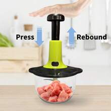 1 Pc Manual Hand Crank Vegetable Chopper With Blade Guard, 50.72 Oz Capacity, Stainless Steel, For Chopping Vegetables, Mincing Garlic, Cutting Meat, Easy To Clean, Suitable For Home Kitchen