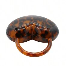 Stylish Women Acrylic Evening Clutch Heart Shape Handbag Marble Top Handle Purse Bag For Party Prom Cocktail - Amber - 查看 3