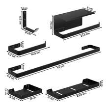 Lux Black Bathroom Set Kit 7 Pieces - Black - View 2