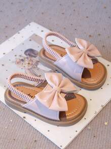 Nouvelles sandales d'été 2025 1 paire avec nœud décoratif pour bébé/jeune fille, bout ouvert