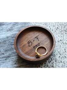 1pc Personalized Wooden Ring Plate, Custom Round Wooden Ring Plate - Custom Wedding Ring Holder, Ring Plate, Couple Gift, Bridesmaid Gift, Gift For Friends, Gift For Mom, Mother's Day Gift