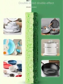 Wood Pulp Cotton Sponge Scrubber, Durable Degreasing Dishwashing Sponge Brush, Cleaning Scrub - Sponge Wipe - View 4