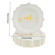 10 件/20 件/50 件白色和金色铝箔优雅扇形纸盘 9 英寸餐盘餐具食物托盘月亮和星星节日派对用品派对装饰品 - 彩色 - 查看 2