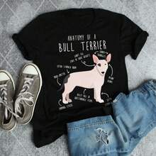 Bull Terrier Shirt, Women, , Funny Dog Lover Gift, Cute Bully T-Shirt, Chiwawa Tshirt, Pet Tee, Dog Mom, Dad, White Bull Terrier Anatomy - Black - View 1