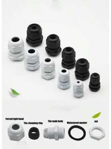 10Pcs Waterproof Cable Gland Cable Entry IP68 PG7 For 3-6.5mm PG9 PG11 PG13.5 PG16 PG19/21 White Black Nylon Plastic Connector
