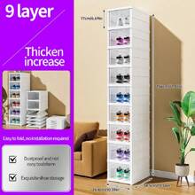 9 Stackable Folding Shoe Boxes With Doors - Dust-Proof Plastic Sneaker Storage Boxes, Space-Saving Storage For Entryway, Bedroom, Home And Dorm - White - View 2