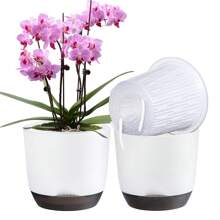 1PC Simple Double Layer Orchid Planter With Removable Liner, Double Layer Perforated Plant Planter, Slouchy Planter, Creative Desktop Centerpiece - Home Decorative Ornament, Outdoor And Garden Decoration, Office Decoration Gifts Birthday Graduation Vase Room Decor Flower Vase Glass Vase