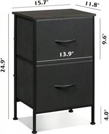 WLIVE Night Stand, Small 2 Drawer Dresser, Nightstand With Fabric Bins For Bedroom, Closet, Dorm, Rustic Brown Wood Grain Print, 11.8" D X 15.7" W X 20.9" H