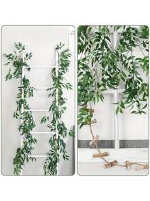 Artificial Willow Leaves Vine Twigs 2/1pc 5.58Ft Fake Hanging Ivy Plants Silk Green Leaf Rattan Garland Greenery Decor For Indoor Outdoor Home Wedding Arch Jungle Beach Birthday Party Garden
