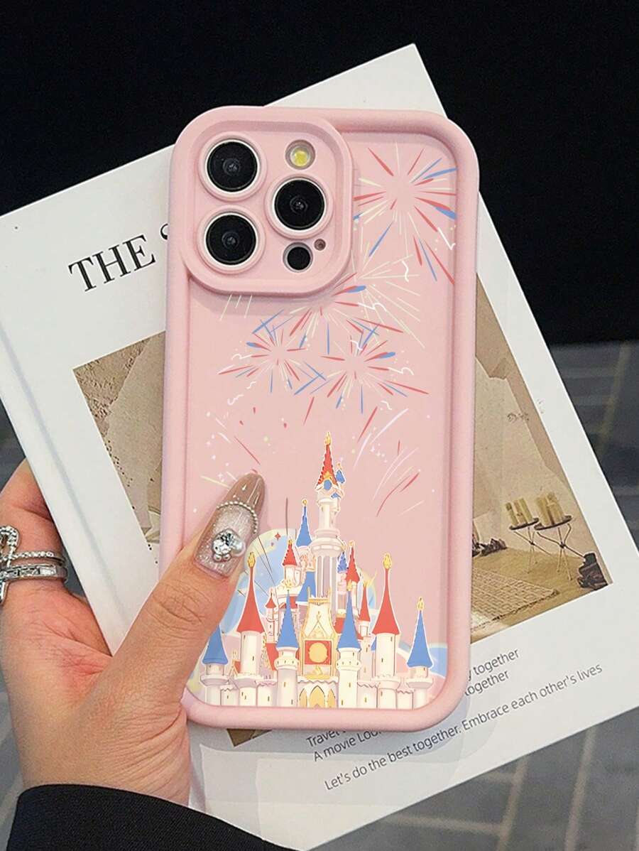 Fashionable & Refined Castle And Firework Pattern Shock-Proof Phone Case Compatible With Apple Smartphones