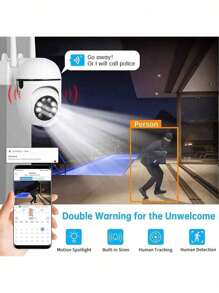 Cámara de pared WiFi con visión nocturna, Camara Wifi Inalambricas Camara Vigilancia Exterior 2.4G/5G,punto de acceso de rotación de 360°, monitor antirrobo, cámara de vigilancia de inteligente para teléfono - Tipo de Enchufe A USA (110-127V) - Ver 5