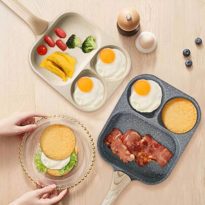 3-Layer Non-Stick Aluminum Flat Bottom Frying Pan, Multi-Functional Breakfast Skillet, Suitable For Cooking Eggs, Steaks, Toast, Gas Stove