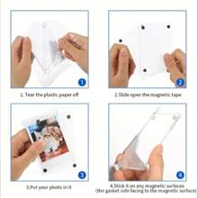 Acrylic Refrigerator Magnetic Photo Frame, Transparent Double-Sided Fridge Magnet Frame For 2.36 X 3.54 Inch Fujifilm Photos