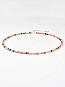 Collar de cuentas de piedras naturales elegante, collar hecho a mano con cuentas de cuarzo rosa y cuarzo de fresa, joyería de energía curativa y equilibrante de colores para mujeres