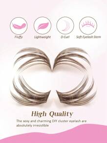 Rikuaild 120 件 D 卷曲棕色睫毛，DIY 仿貂皮假睫毛，柔软自然蓬松纤细睫毛簇单根睫毛 3D 多款式睫毛可重复使用化妆延长睫毛睫毛簇，睫毛簇，单根睫毛，睫毛，假睫毛 - D - 查看 4