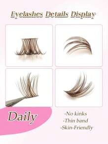 Rikuaild 120 件 D 卷曲棕色睫毛，DIY 仿貂皮假睫毛，柔软自然蓬松纤细睫毛簇单根睫毛 3D 多款式睫毛可重复使用化妆延长睫毛睫毛簇，睫毛簇，单根睫毛，睫毛，假睫毛 - D - 查看 8