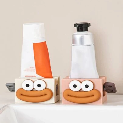 1 件便携式香肠嘴牙膏挤压器、浴室牙膏收纳盒、手动牙膏分配器、洗面奶、护手霜夹家居浴室装饰秋季装饰返校