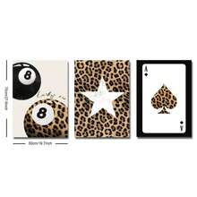 3 套无框豹纹星幸运 8 球艺术海报美学少女房间多巴胺装饰画帆布印刷简约学院风墙壁画适用于宿舍、公寓、卧室、客厅、现代家居装饰 - 彩色 - 查看 11