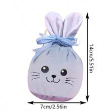 1pc Easter Bunny Drawstring Egg Gift Bag, Rabbit Face Stamping Craft Candy Bag, Suitable As Easter Party Decor Gift Bag For All Ages
