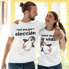 Playera Duo Mi Mejor Elección Para toda La Vida Pareja San Valentin Pingüinos - Blanco - Ver 4
