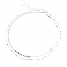 Set de 2 cadenas para la cintura con doble capa de cuentas y brillo, joyería de collar de cadena metálica sexy y elegante, estilo europeo y americano, para verano